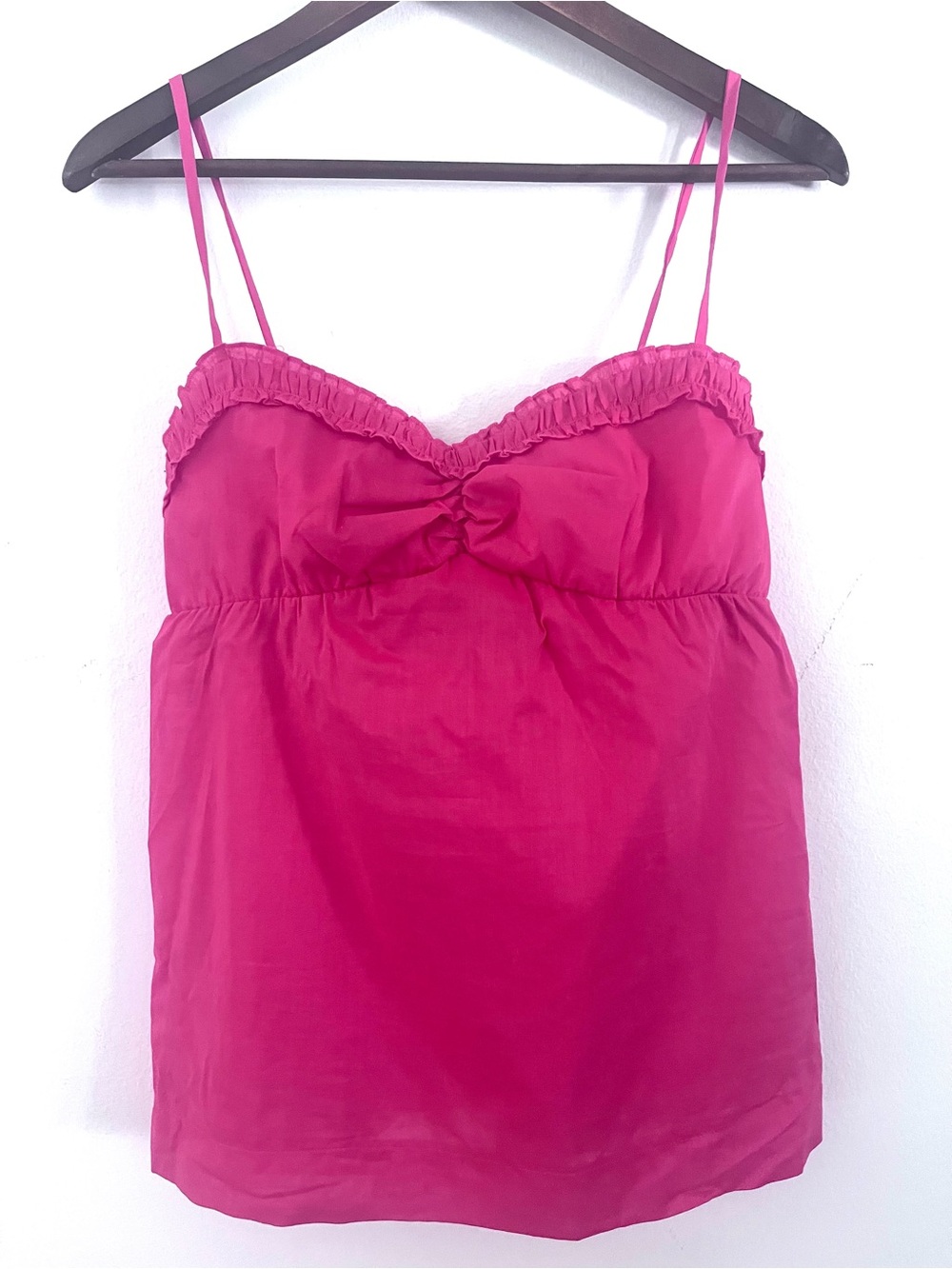 Supre Spagetti Strap 100% Cotton Ruffle Neckline Top Pink Women's Size Large